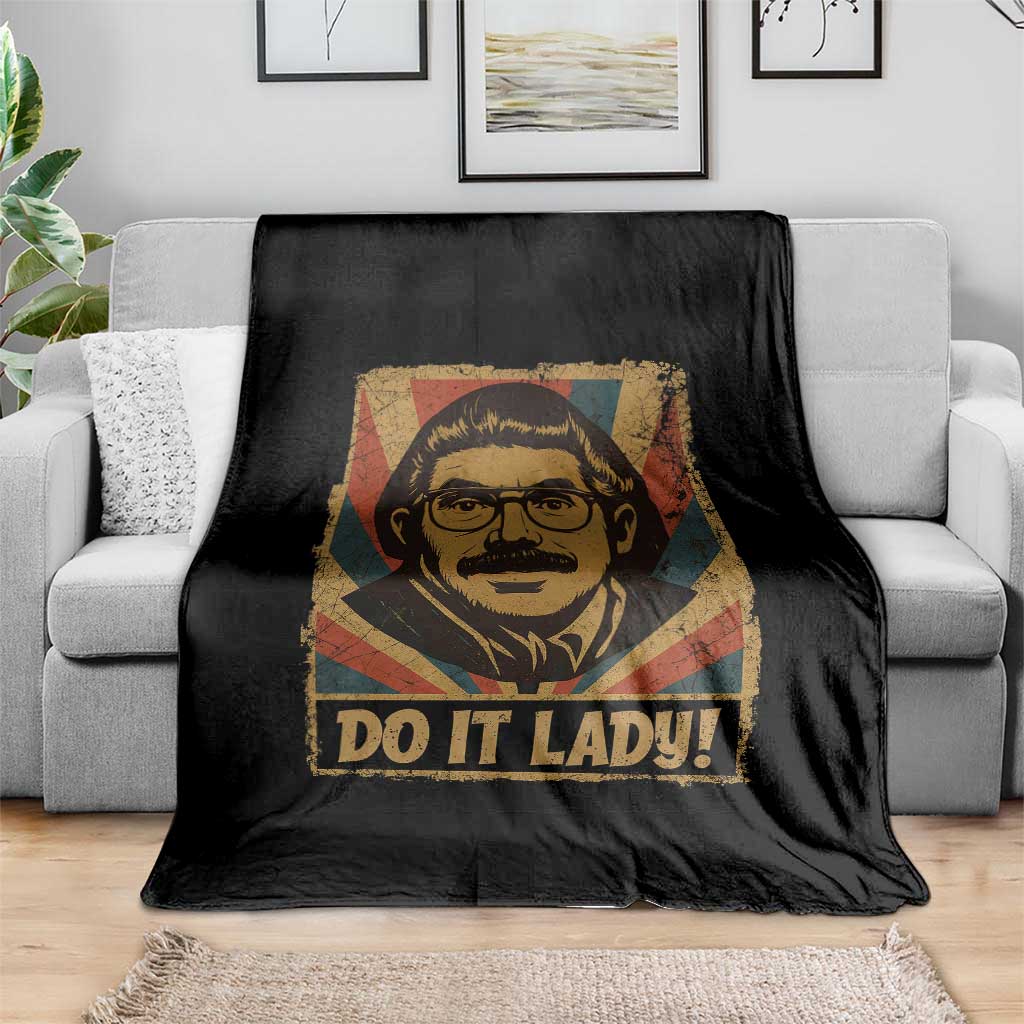 Funny Do It Lady Vintage Throw Blanket Retro 70s Mustache Guy Meme Parody - Wonder Print Shop