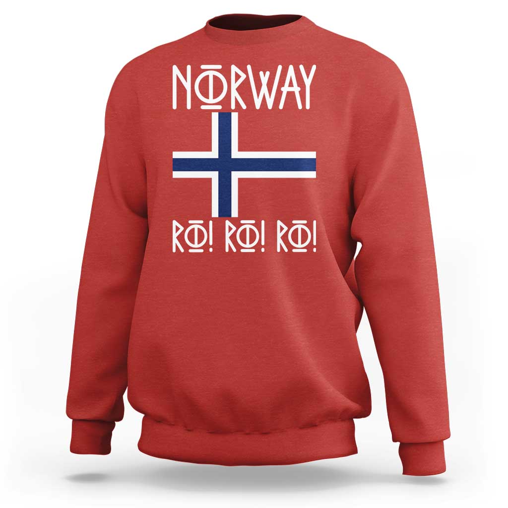 Norway Flag Ro Ro Ro Norse Rune Typography Graphic Sweatshirt Norge Football Fans Norwegian Pride