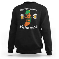Oktoberfest graphic sweatshirt, black, with sausage character and beer mugs