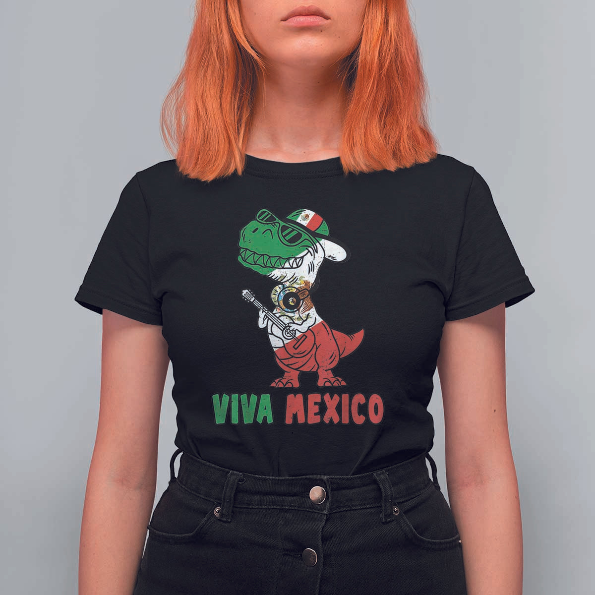 Viva Mexico T Shirt For Women Funny Mexican Dance Dinosaur Hispanic Heritage