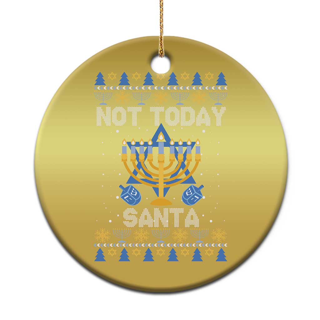 Ugly Sweater Hanukkah Christmas Ornament Not Today Santa Chanukah Jewish Festival Jew - Wonder Print Shop