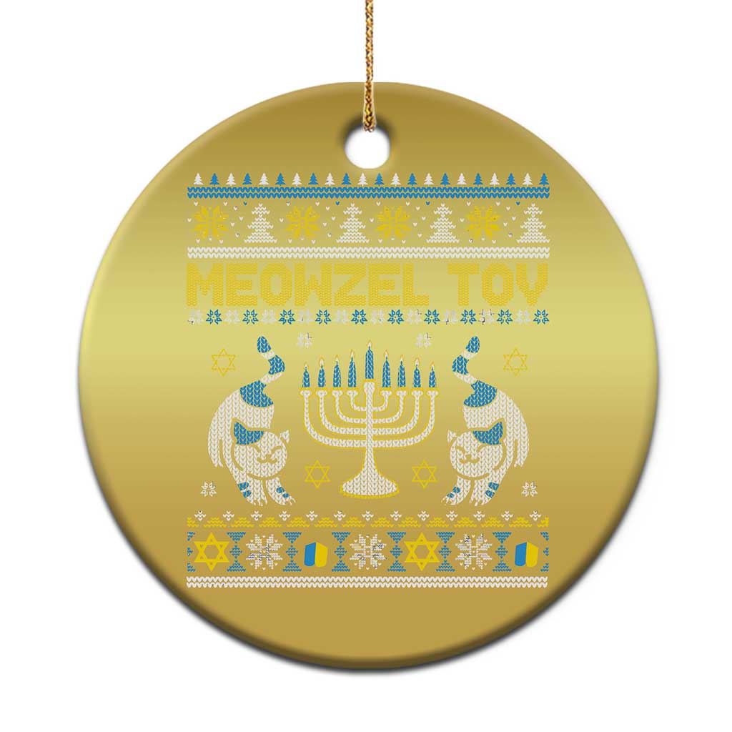 Funny Hanukkah Cat Christmas Ornament Meowzel Tov Chanukah Jewish Ugly Sweater Hanukkah - Wonder Print Shop