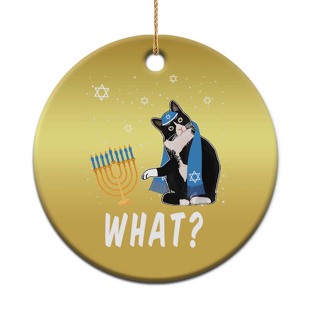 Funny Hanukkah Cat Christmas Ornament What Hanukcat Chanukah Jewish Festival - Wonder Print Shop