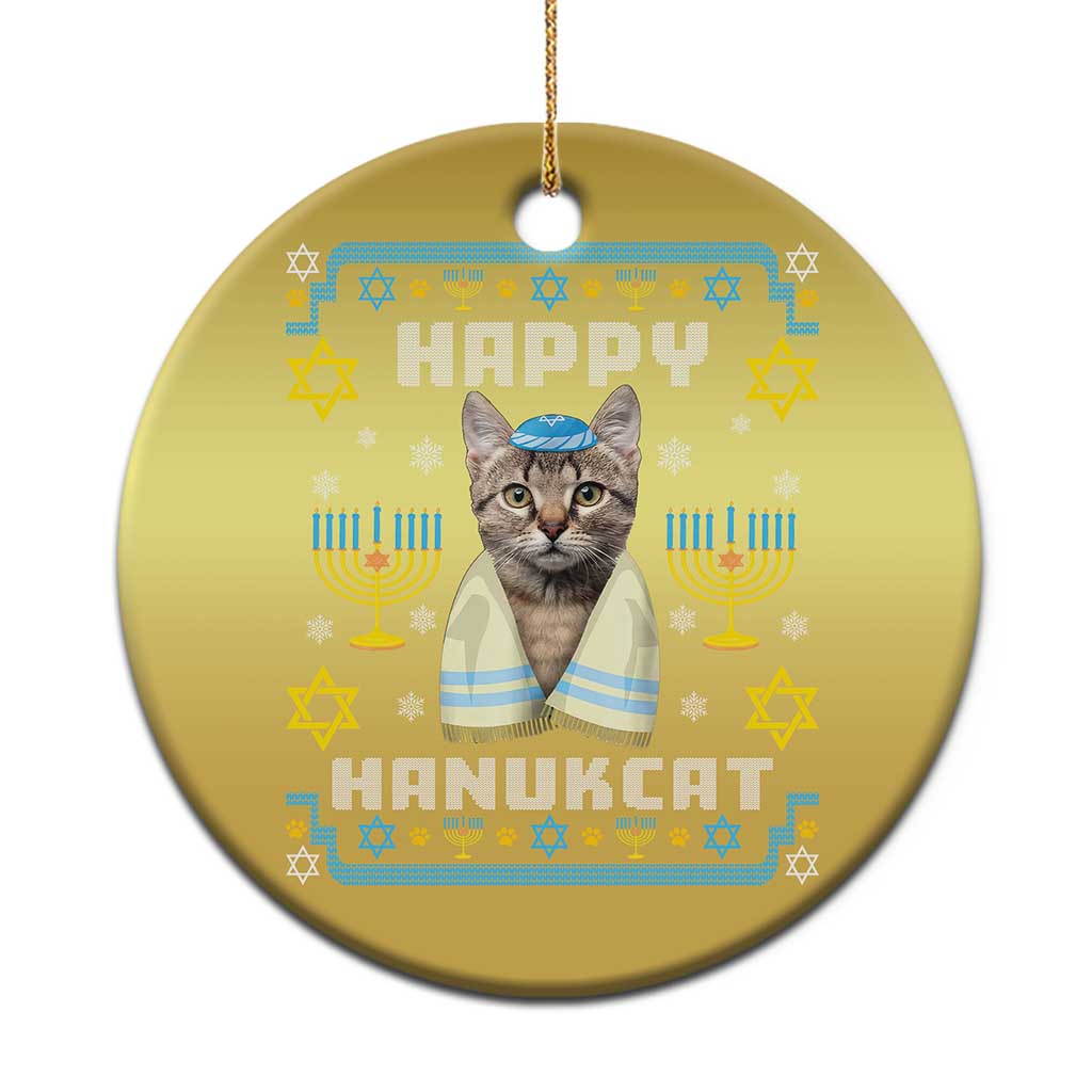 Funny Hanukkah Cat Christmas Ornament Happy Hanukcat Menorah Ugly Chanukah Jewish Festival - Wonder Print Shop