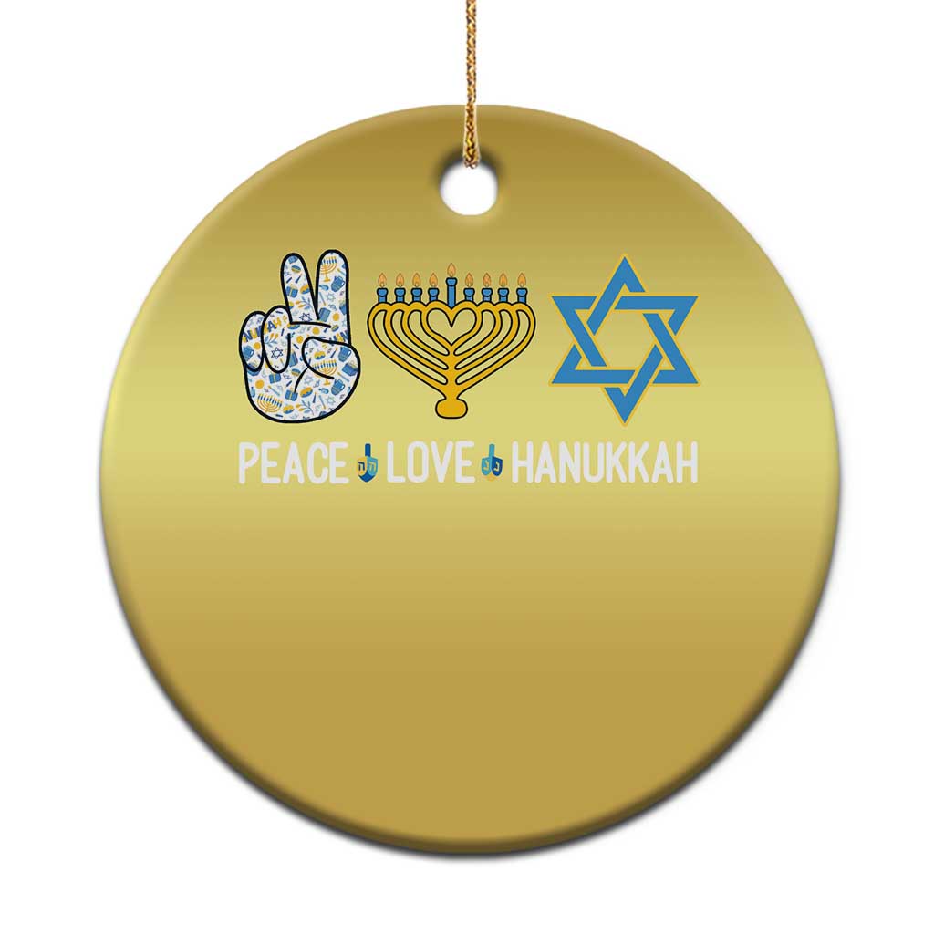 Peace Love Hanukkah Christmas Ornament Retro Chanukah Jewish Menorah Star of David - Wonder Print Shop