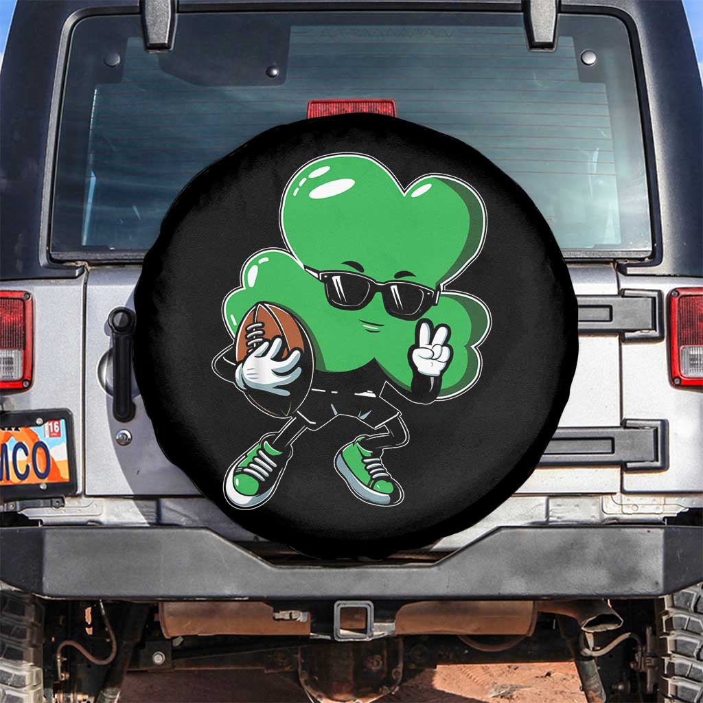 St Patricks Day Shamrock Playing Football Spare Tire Cover Cute Gift for Sports Lovers