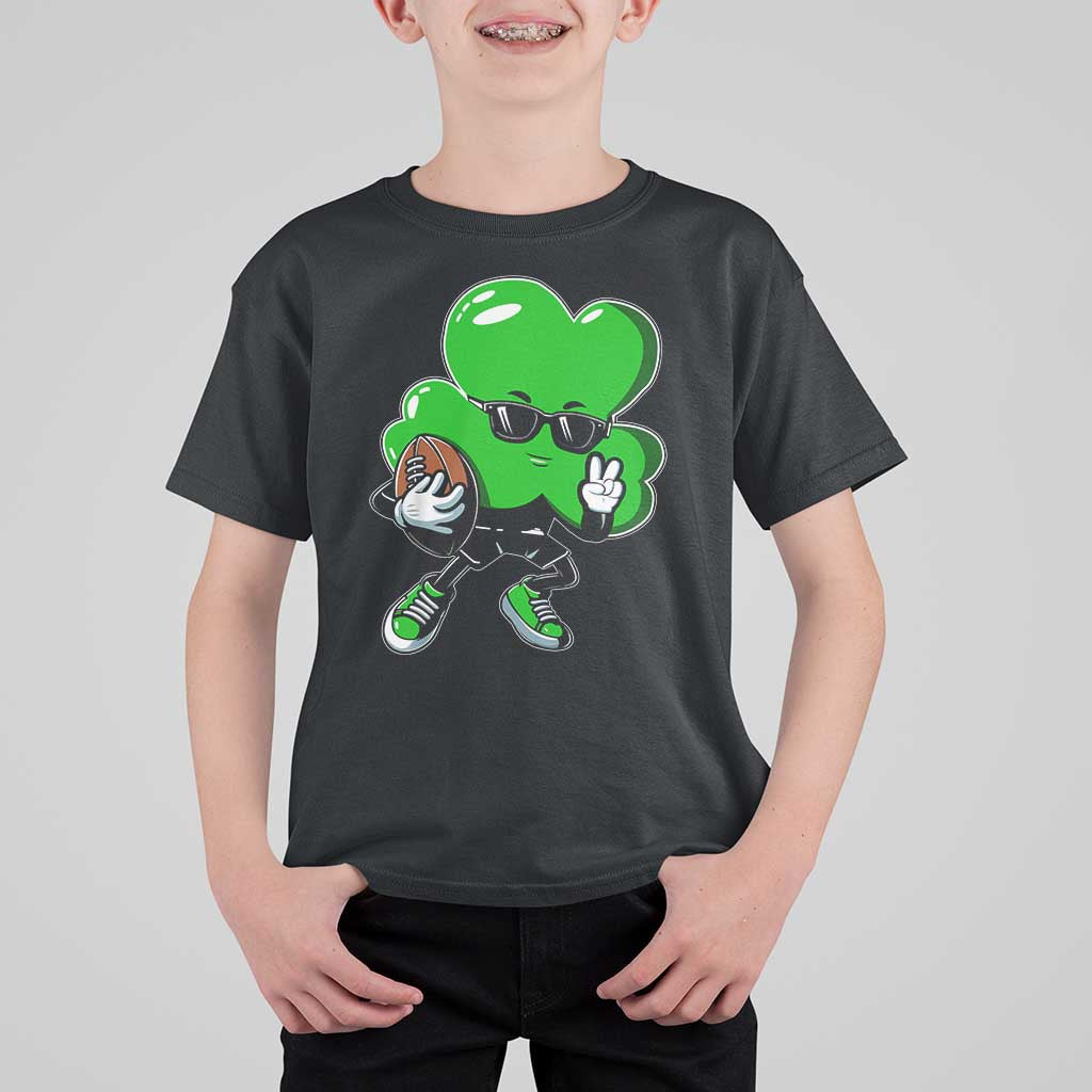 St Patricks Day Shamrock Playing Football T Shirt For Kid Cute Gift for Sports Lovers