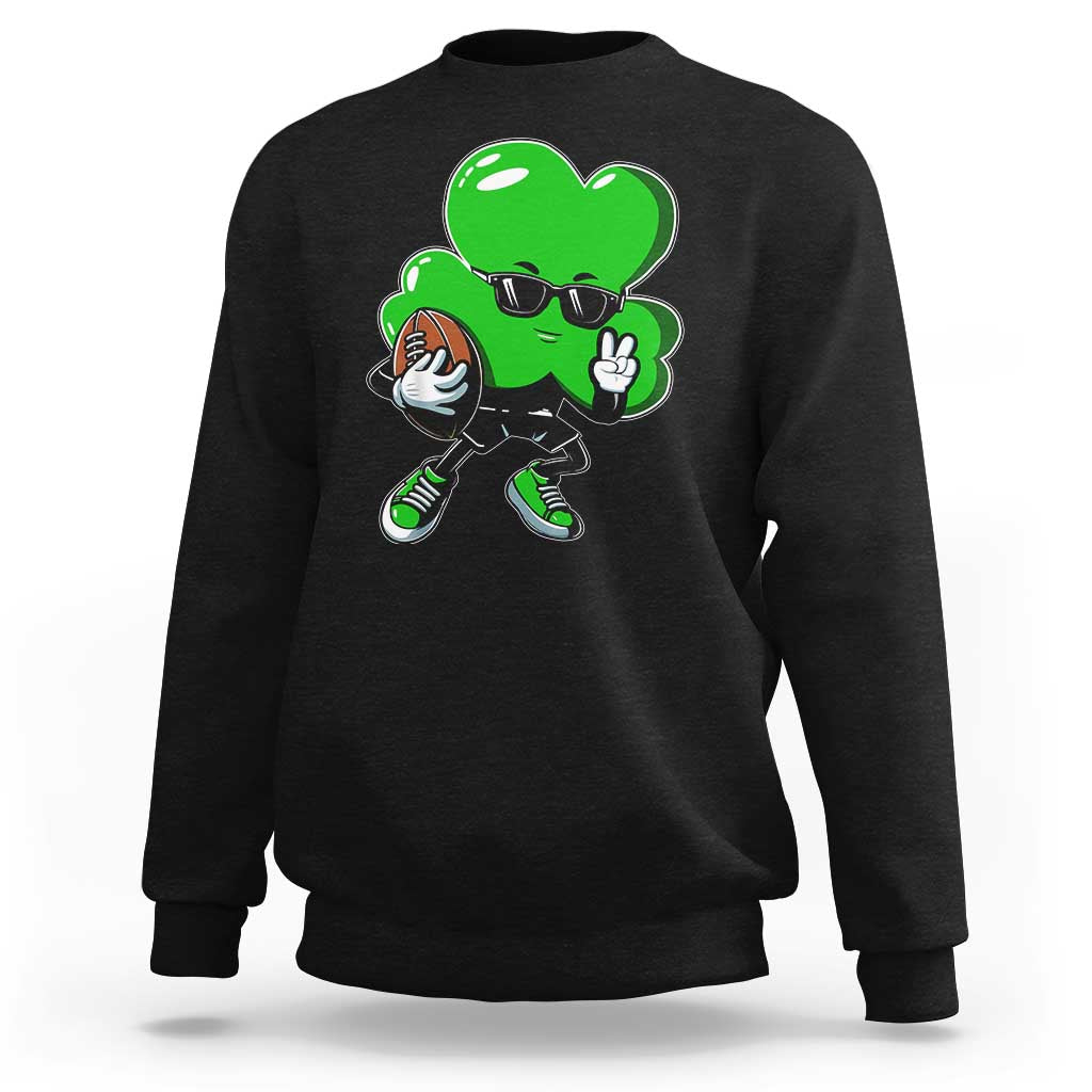 St Patricks Day Shamrock Playing Football Sweatshirt Cute Gift for Sports Lovers