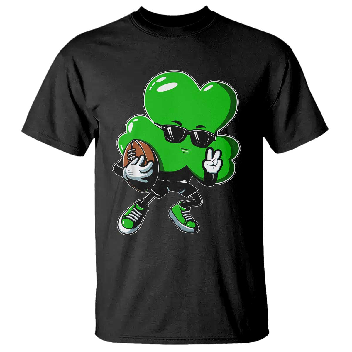 St Patricks Day Shamrock Playing Football T Shirt Cute Gift for Sports Lovers