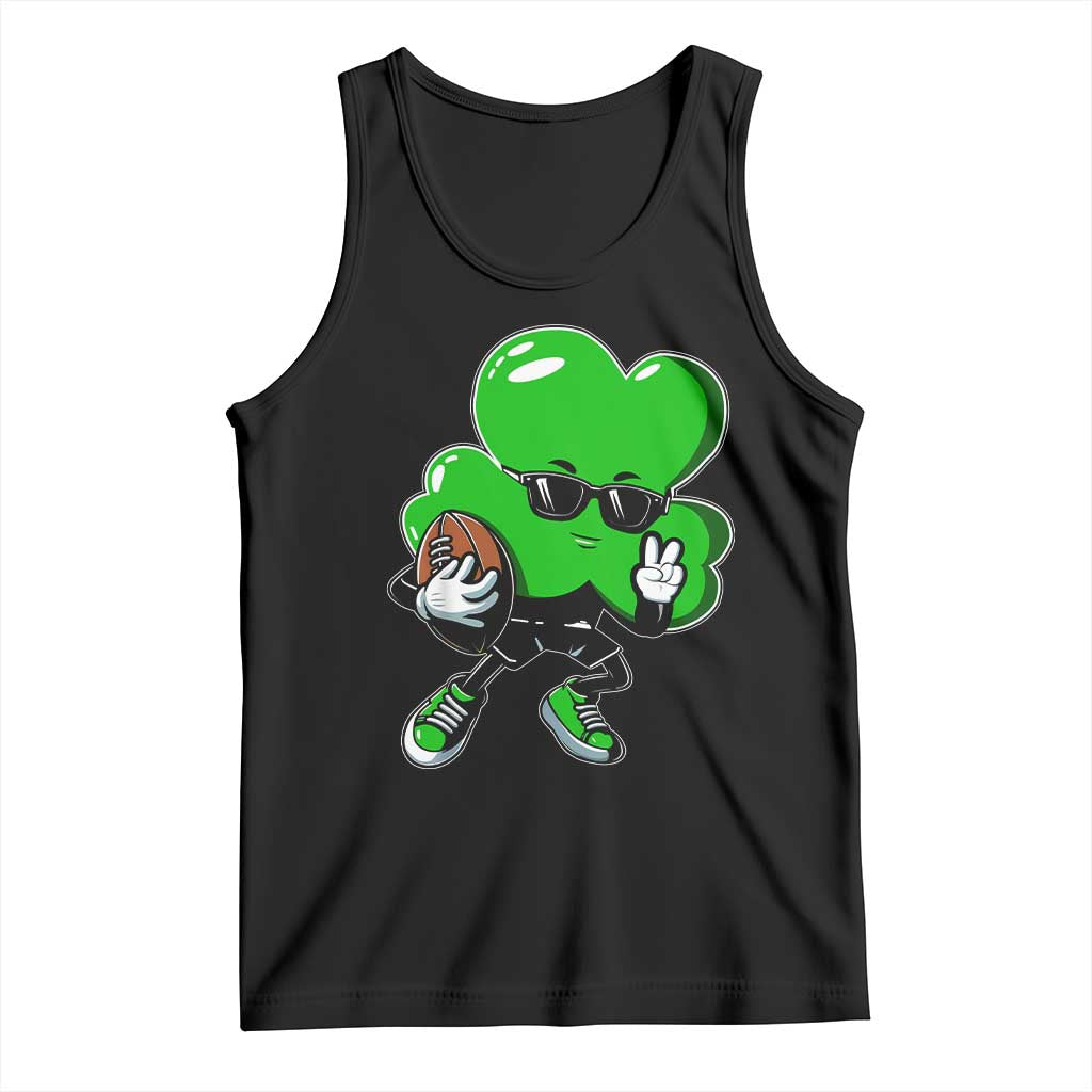 St Patricks Day Shamrock Playing Football Tank Top Cute Gift for Sports Lovers