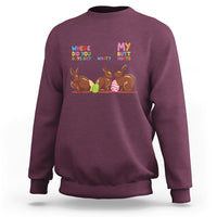 Maroon crewneck sweatshirt with Easter bunny graphic and 'My Butt Hurts' text.