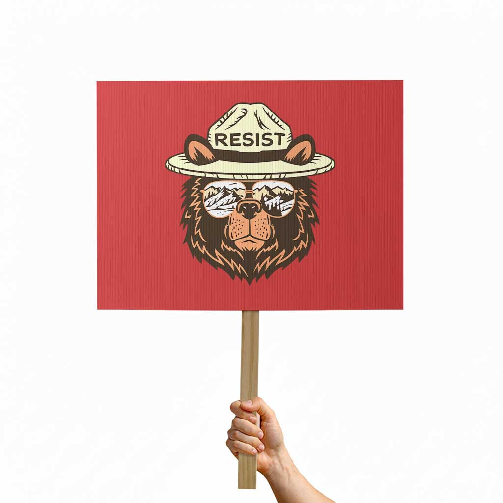 Resist Bear Retro Vintage Protest Sign - Wonder Print Shop