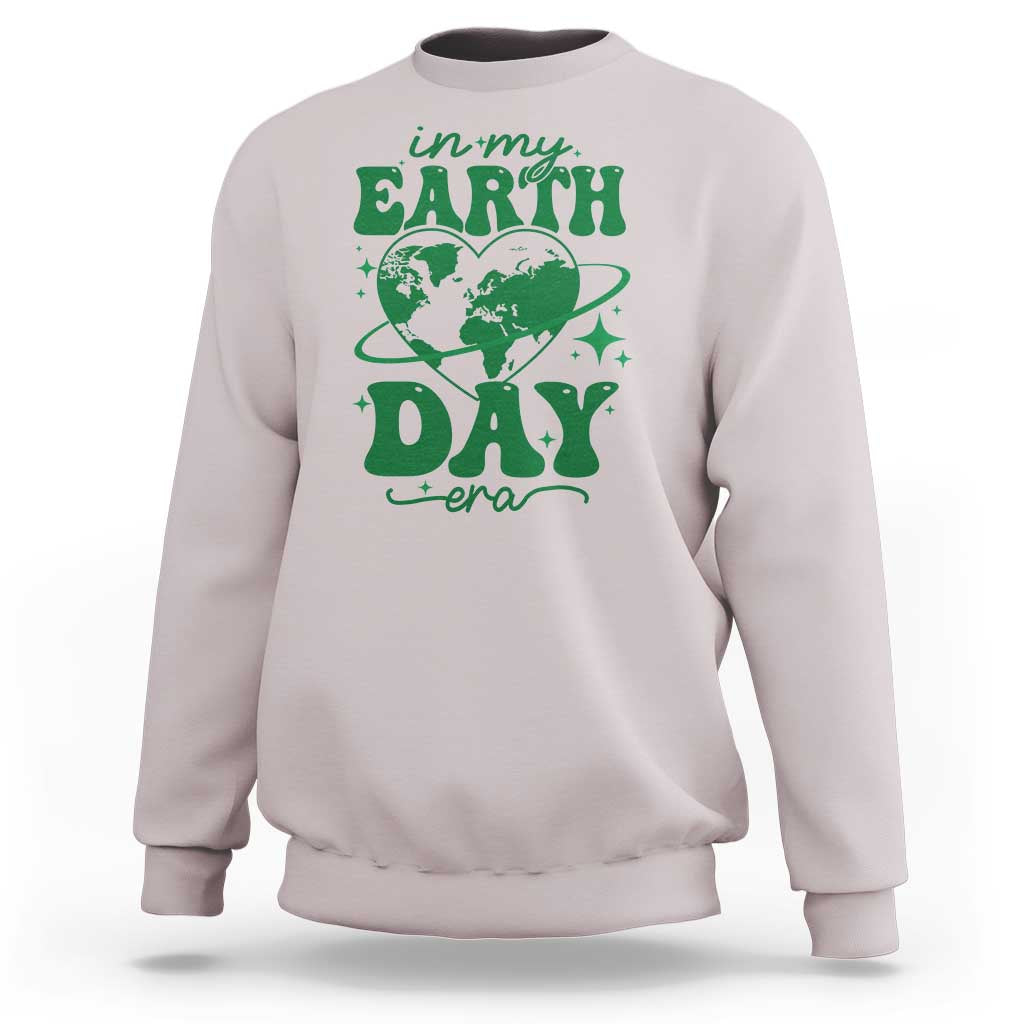 In My Earth Day Era Sweatshirt Cute Groovy Planet Heart