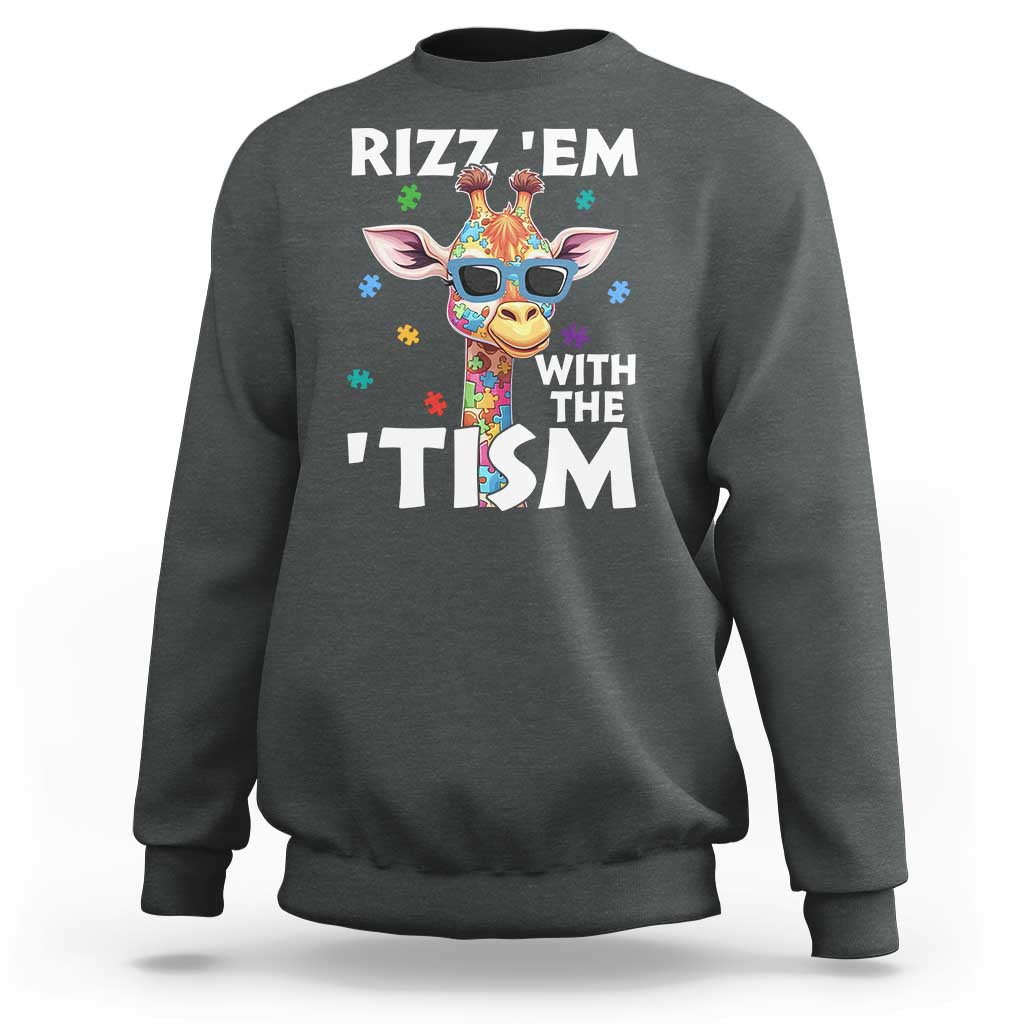 Funny Autism Giraffe Sweatshirt Rizz Em With The Tism