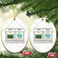 Funny Teacher Summer Break Ceramic Ornament First Teach Then Beach Vacation Mode - Wonder Print Shop