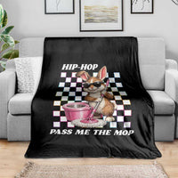 Hip Hop Easter Bunny Cleaning Pun Throw Blanket Funny Rabbit with Mop