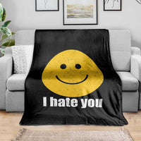 I Hate You Meme Distressed Smiling Face Throw Blanket Dark Humor Sarcastic Funny Attitude
