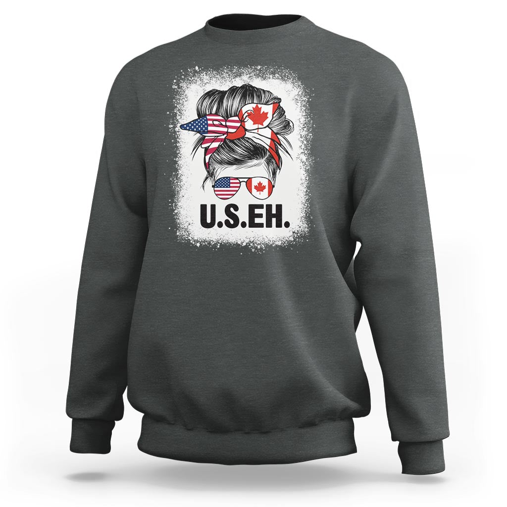 Dark heather gray crewneck sweatshirt with back U.S. EH graphic print
