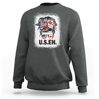 Dark heather gray crewneck sweatshirt with back U.S. EH graphic print