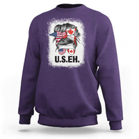 Purple crewneck sweatshirt with back U.S. EH graphic print