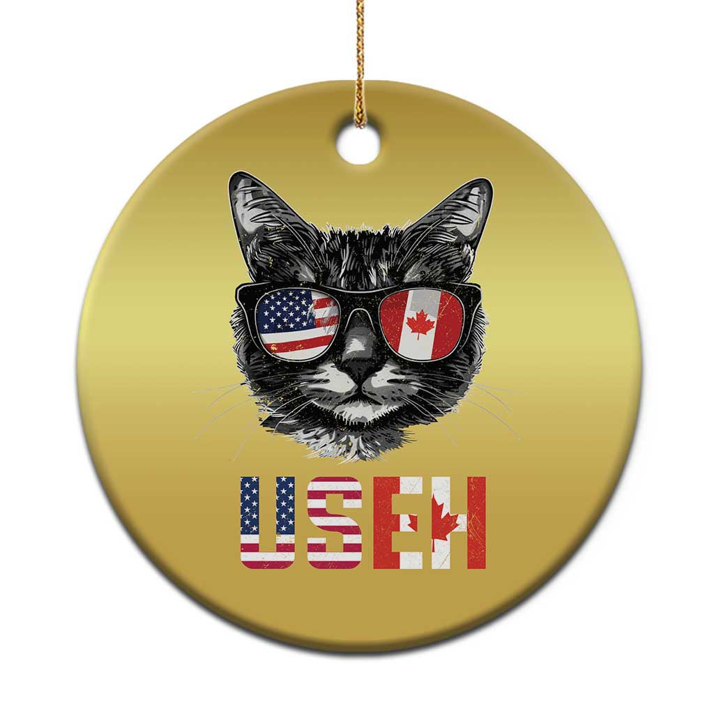 Cool American Canadan Cat Christmas Ornament US EH American Canada Flag Funny - Wonder Print Shop