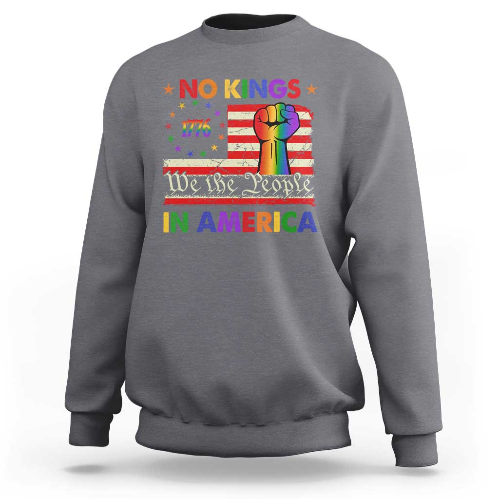 No Kings In America Rainbow Flag Sweatshirt - Wonder Print Shop
