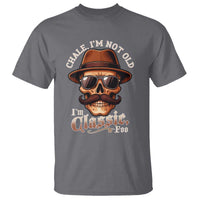 Charcoal graphic T-shirt with skull face, sunglasses, and “I’m Classic Foo”