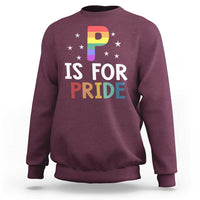 P is for Pride Sweatshirt Funny Rainbow Alphabet Celebrating LGBTQ+ Identity - Wonder Print Shop