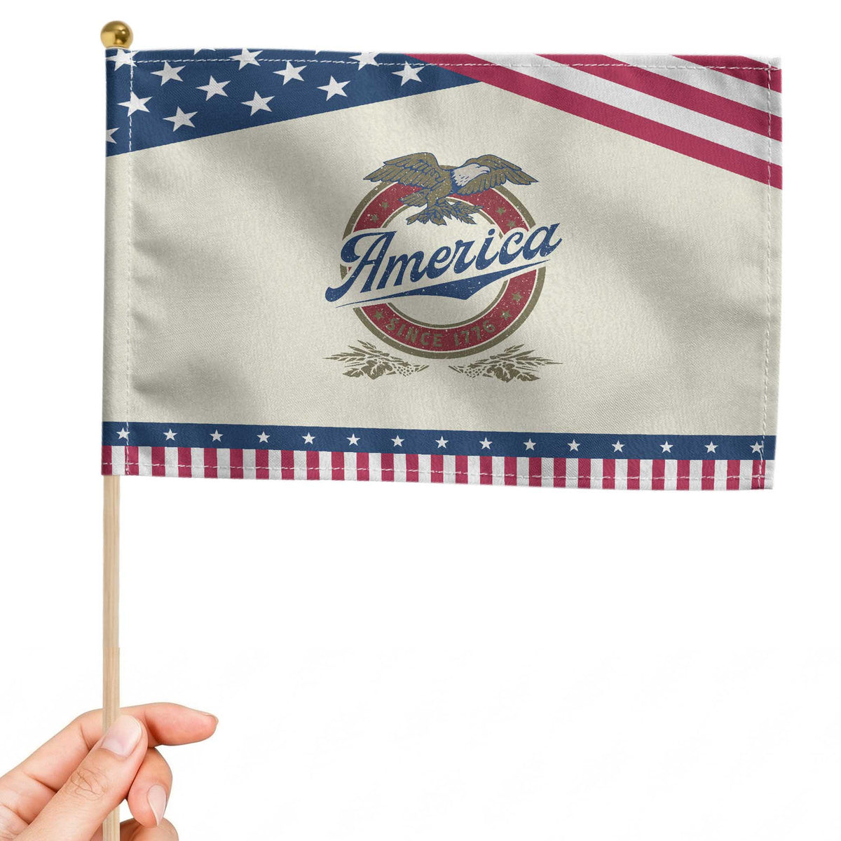 America Since 1776 Patriotic Handheld Flag 4th of July Retro Vintage Patriotic Eagle Pride