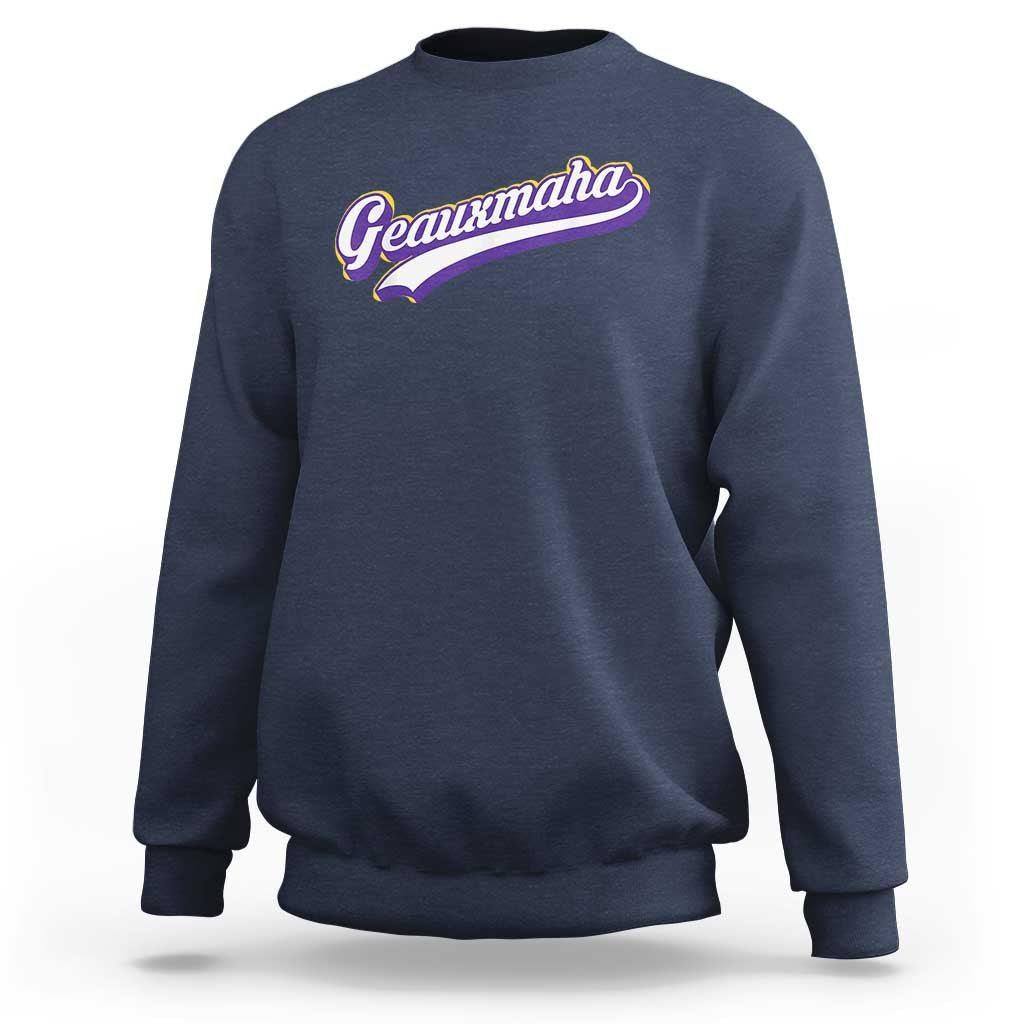 Geauxmaha Vintage Throwback Design Sweatshirt Gold Baseball Fan - Wonder Print Shop
