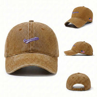 Geauxmaha Vintage Throwback Design Washed Cotton Baseball Cap Gold Baseball Fan