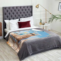 Welcome Beach Lounge Orange Tabby Cat Tropical Vacation Throw Blanket