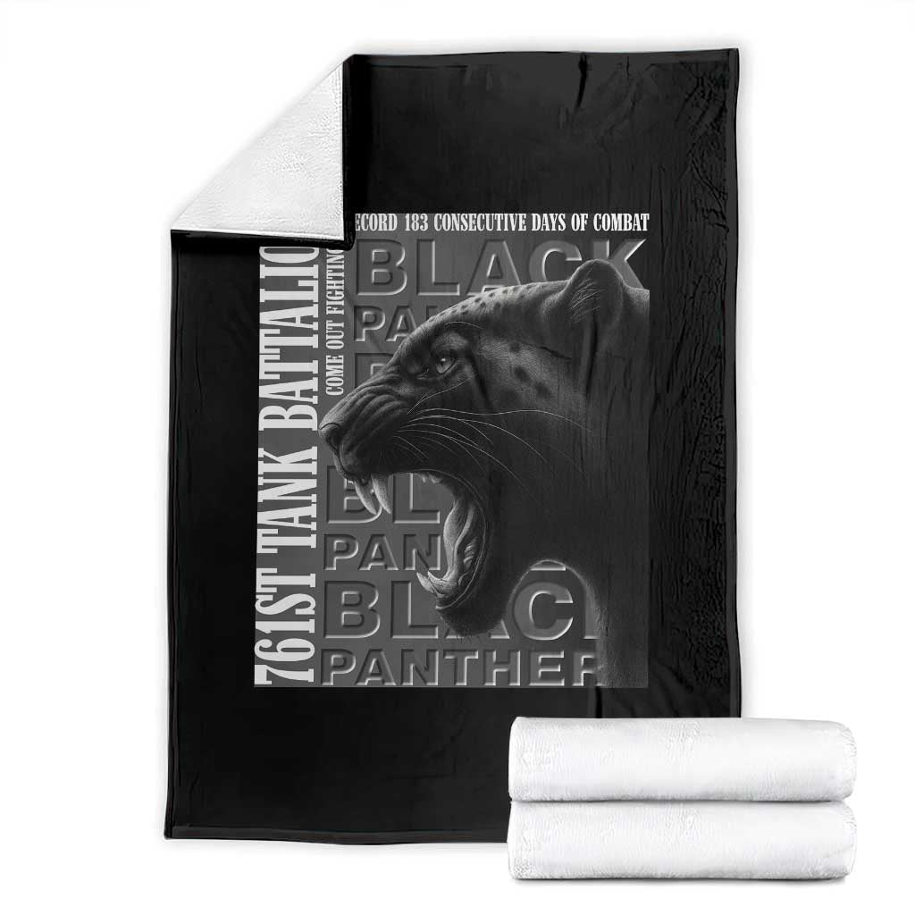 761st Tank Battalion WWII Military History Graphic Throw Blanket Come Out Fighting 183 Days Combat Black Panther Honor