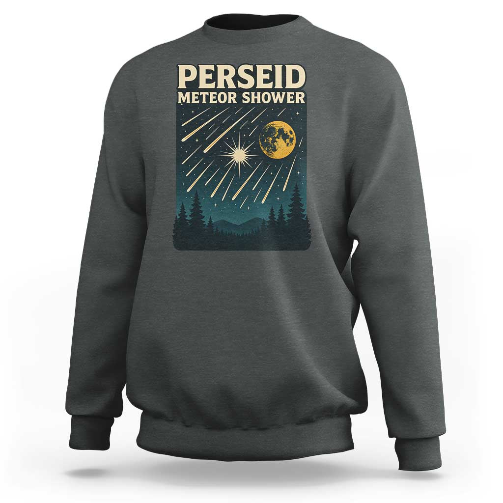 Vintage Perseid Meteor Shower Observer Sweatshirt Retro Celestial Stargazing Graphic