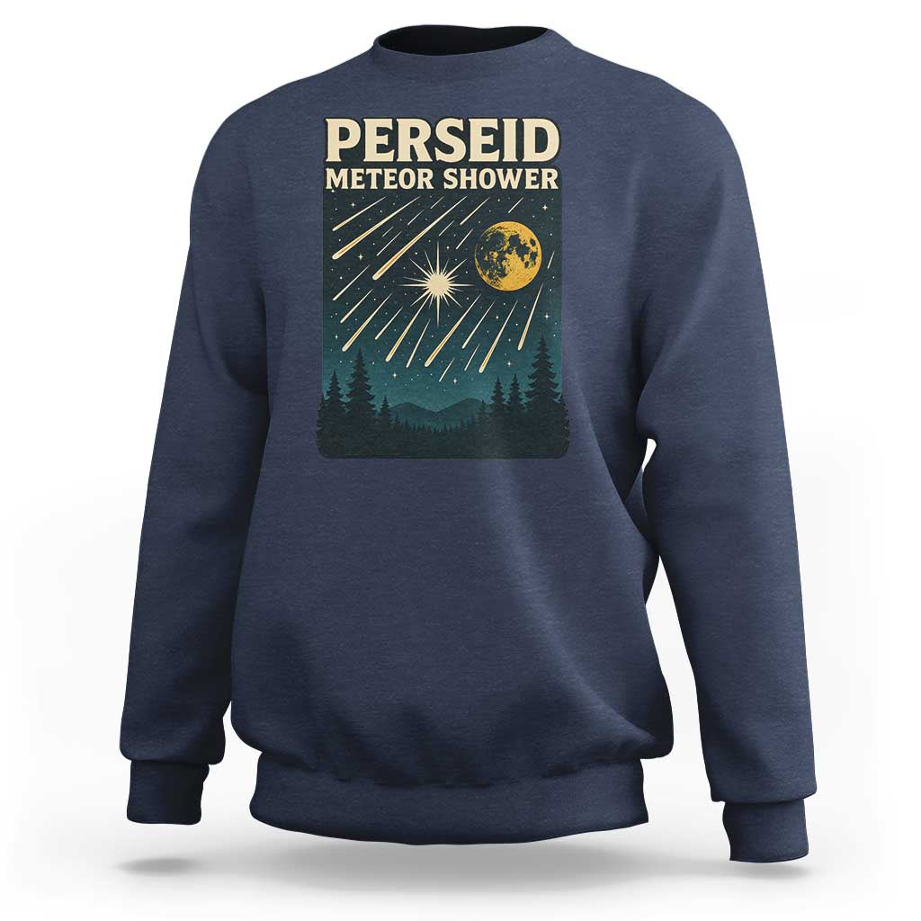 Vintage Perseid Meteor Shower Observer Sweatshirt Retro Celestial Stargazing Graphic