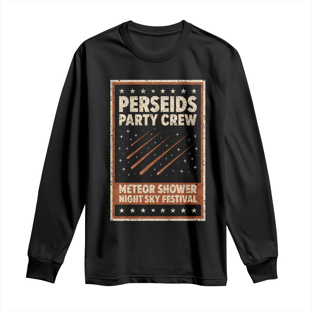 Vintage Perseids Party Crew August 2026 Long Sleeve Shirt Annual Night Sky Festival Graphic
