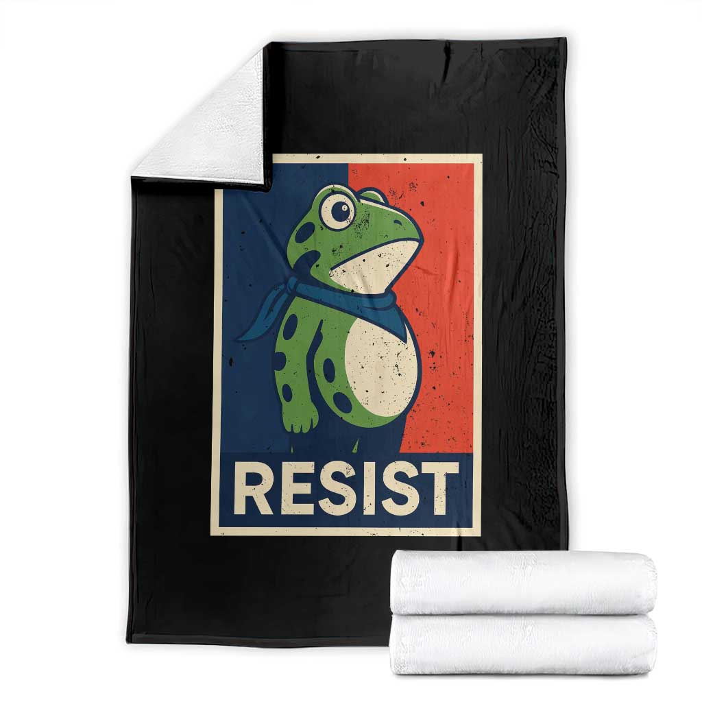 Portland 2025 Protest Throw Blanket Frog Resist Against Pepper Spray - Wonder Print Shop