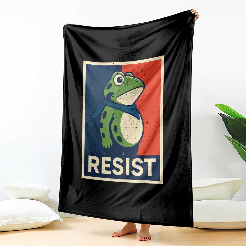 Portland 2025 Protest Throw Blanket Frog Resist Against Pepper Spray - Wonder Print Shop