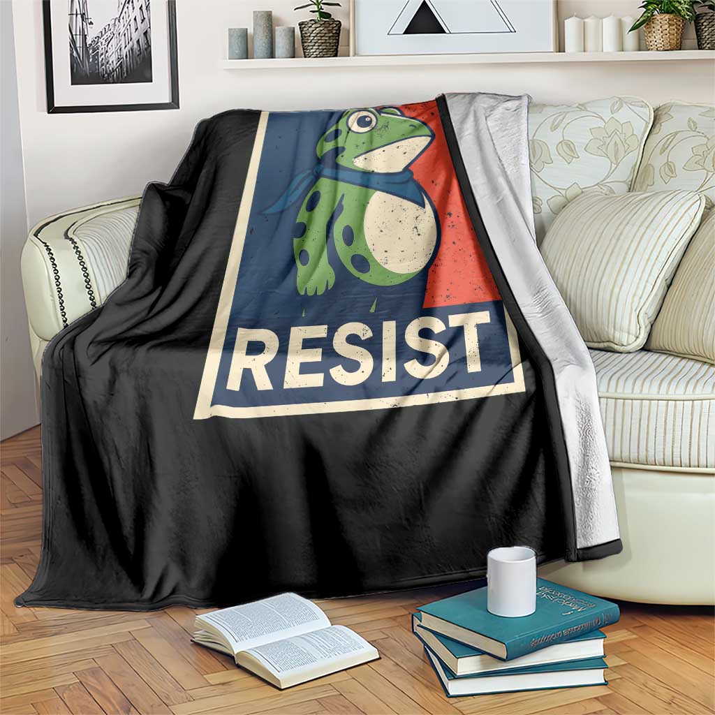 Portland 2025 Protest Throw Blanket Frog Resist Against Pepper Spray - Wonder Print Shop