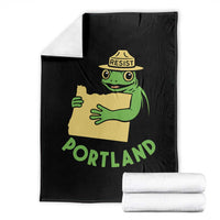 Portland Frog Resist Throw Blanket Oregon Map Vintage Graphic - Wonder Print Shop