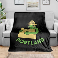 Portland Frog Resist Throw Blanket Oregon Map Vintage Graphic - Wonder Print Shop