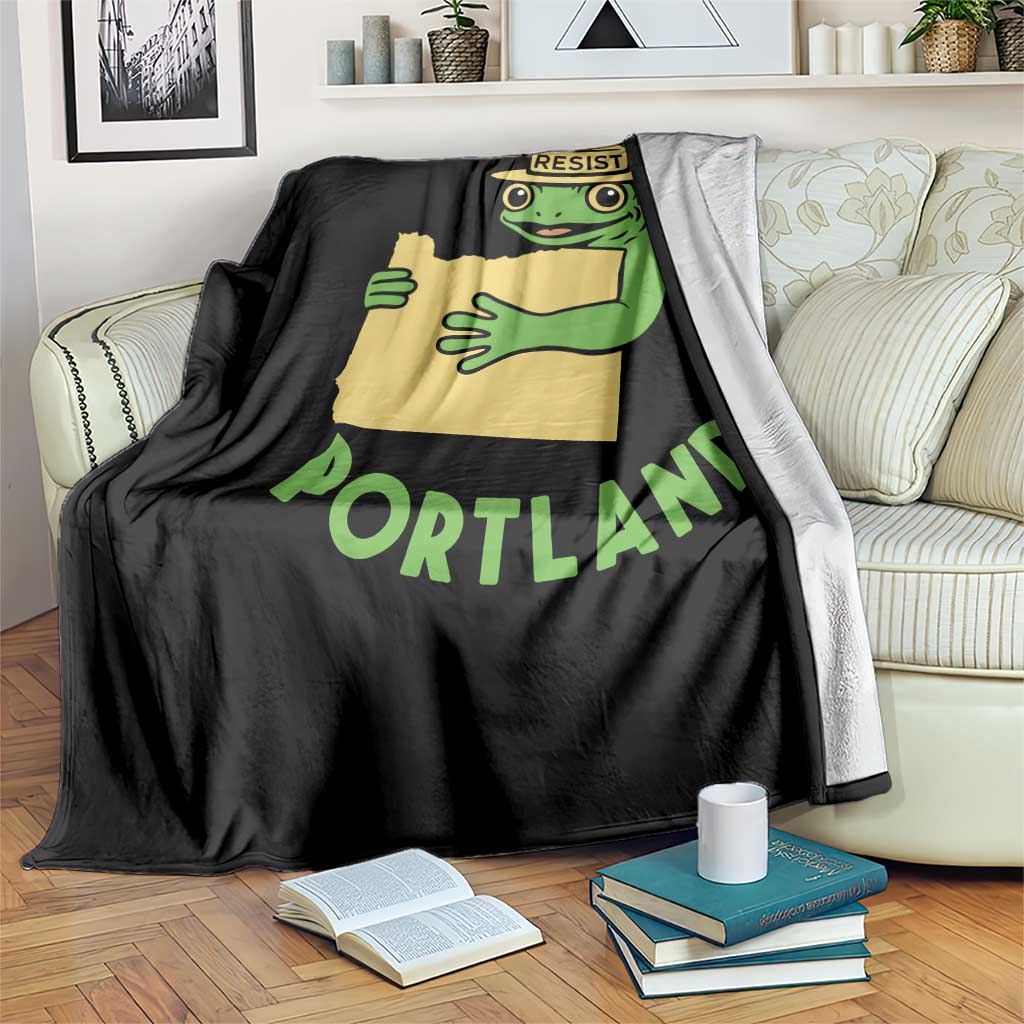 Portland Frog Resist Throw Blanket Oregon Map Vintage Graphic - Wonder Print Shop