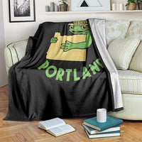Portland Frog Resist Throw Blanket Oregon Map Vintage Graphic - Wonder Print Shop