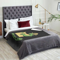 Portland Frog Resist Throw Blanket Oregon Map Vintage Graphic - Wonder Print Shop