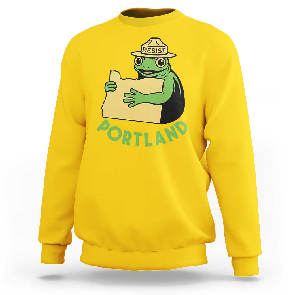 Portland Frog Resist Sweatshirt Oregon Map Vintage Graphic - Wonder Print Shop