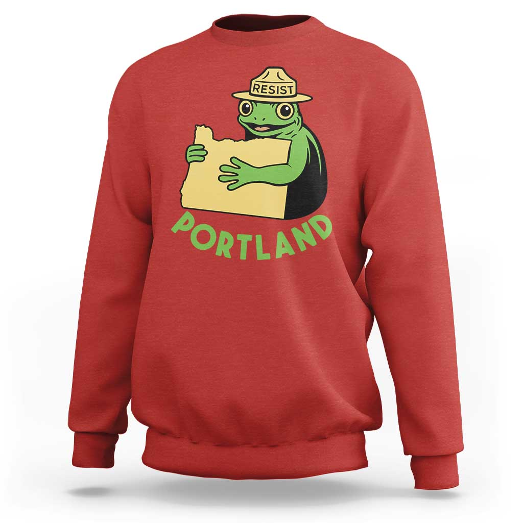 Portland Frog Resist Sweatshirt Oregon Map Vintage Graphic - Wonder Print Shop