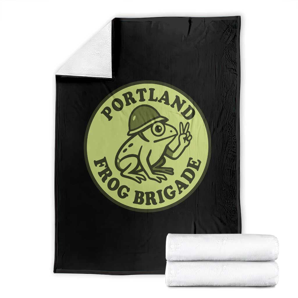 Portland Frog Brigade Throw Blanket Peace Frog Protest Badge - Wonder Print Shop
