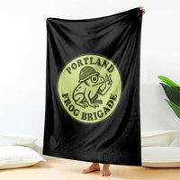 Portland Frog Brigade Throw Blanket Peace Frog Protest Badge - Wonder Print Shop