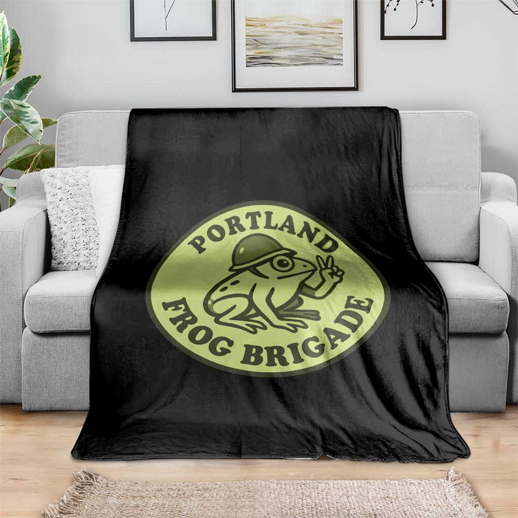 Portland Frog Brigade Throw Blanket Peace Frog Protest Badge - Wonder Print Shop