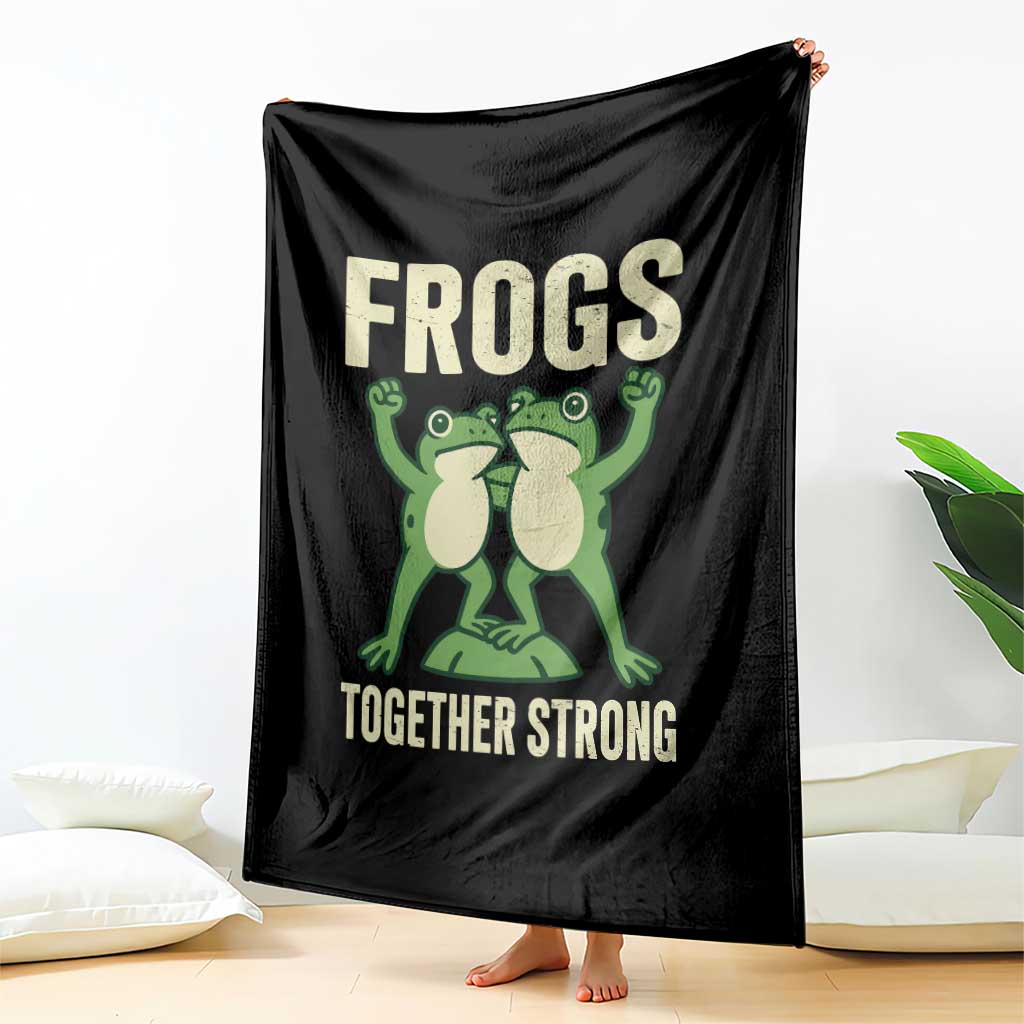 Frogs Together Strong Throw Blanket Portland Frog Protest United We Ribbit - undefined